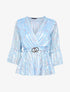 Top péplum à imprimé paquerettes et encolure cache-coeur - Bleu clair - 4