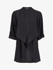 Veste à pans asymétriques et liens de serrage - Noir - 1