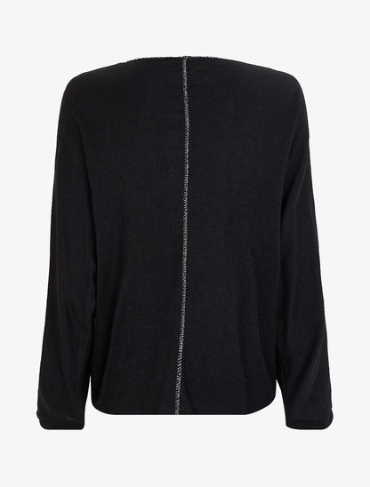 Pull fin chauve-souris à détails irisés - Noir - 2