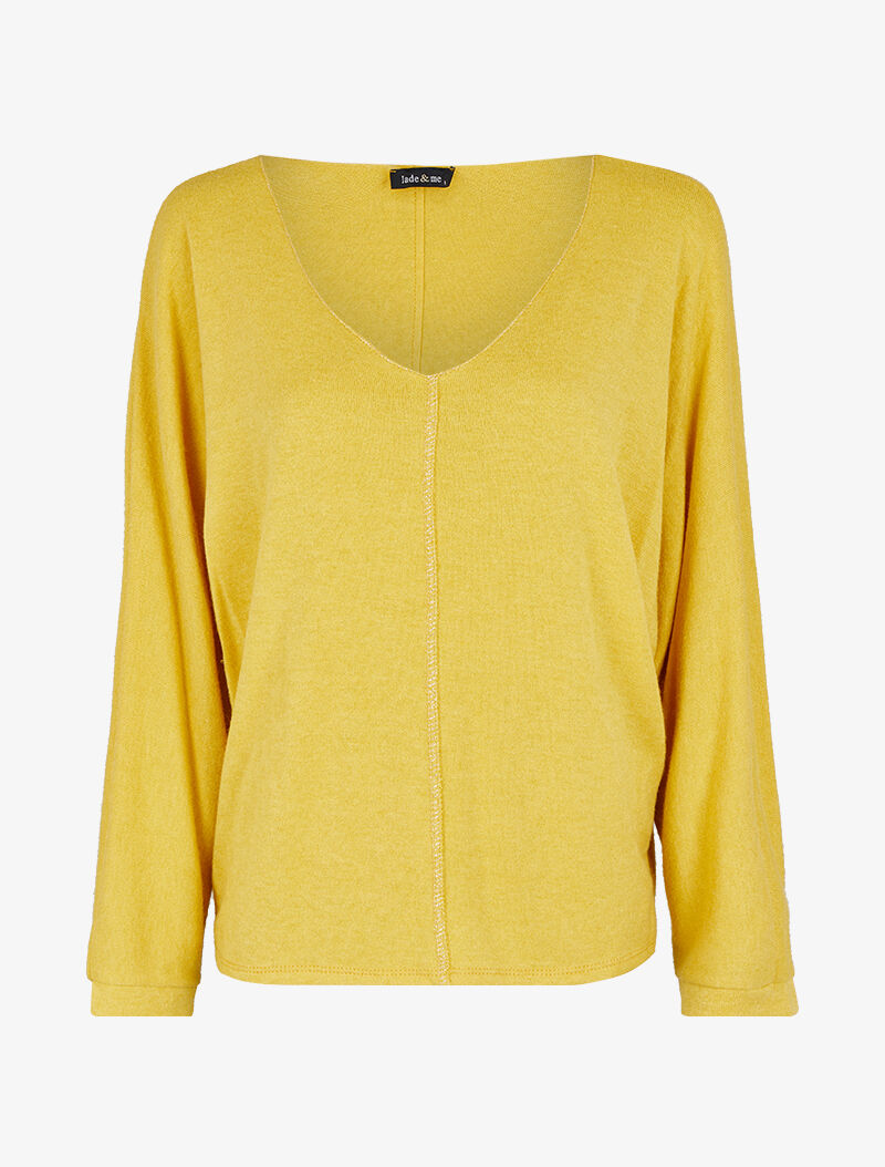 Pull fin chauve-souris à détails irisés - Jaune - 1