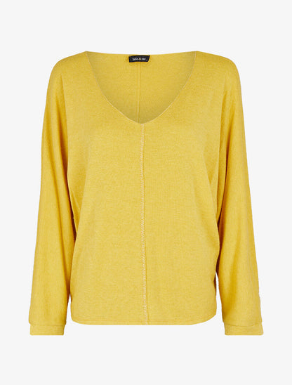 Pull fin chauve-souris à détails irisés - Jaune - 1