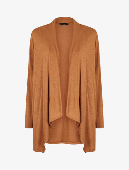 Gilet uni à pans biseautés - Camel - 4