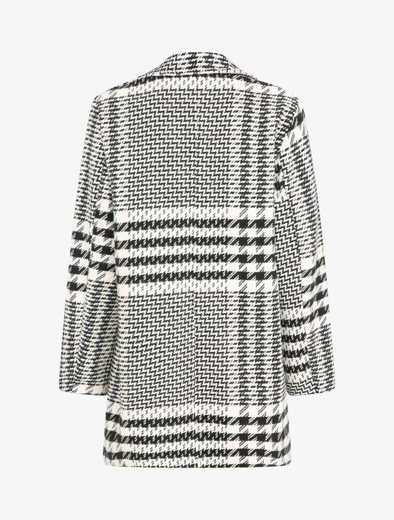 Manteau mi-long à imprimé pied de coq - Noir/blanc - 2