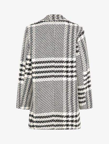 Manteau mi-long à imprimé pied de coq - Noir/blanc - 2