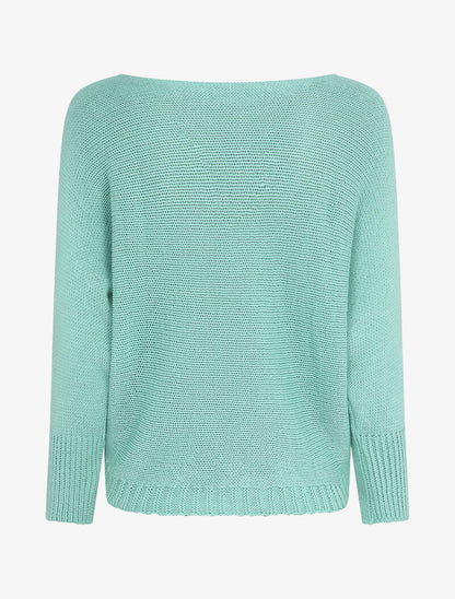 Pull à col bénitier et manches dolman - Bleu clair - 2