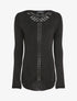Pull à dos long ajouré et stylisé - Noir - 4