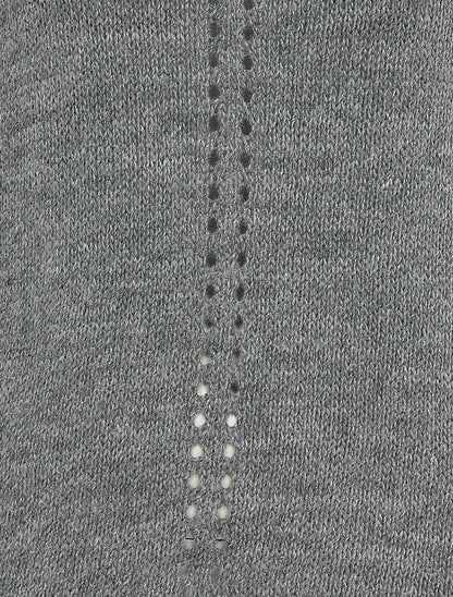 Pull à dos long ajouré et stylisé - Gris - 3