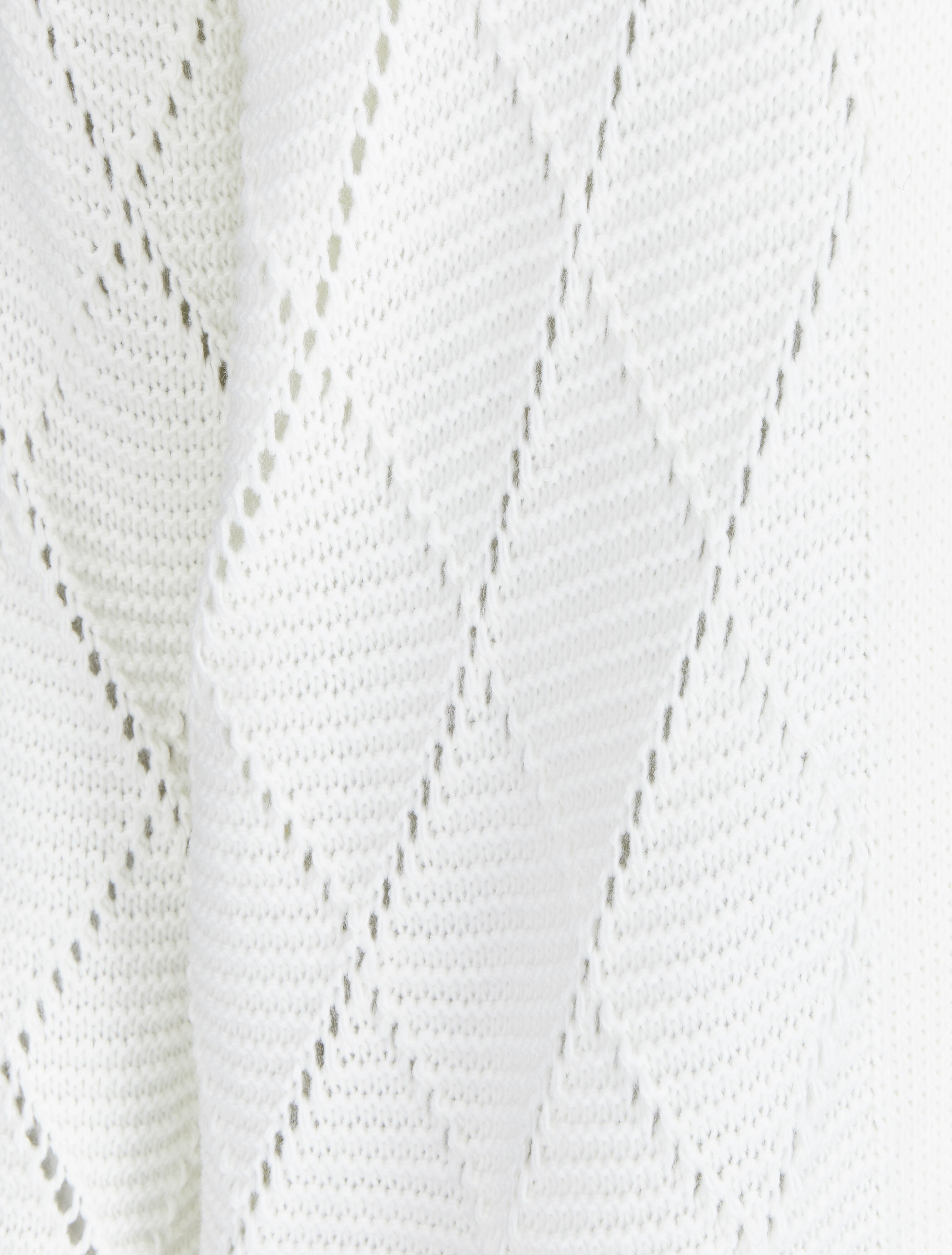 Cardigan mi-long en maille ajourée - Blanc - 3