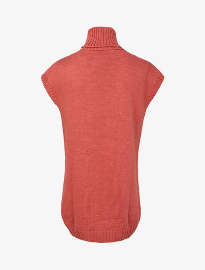 Robe pull sans manches à col roulé - Rose - 2