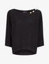 Pull en maille point de riz à col bateau boutonné - Noir - 1