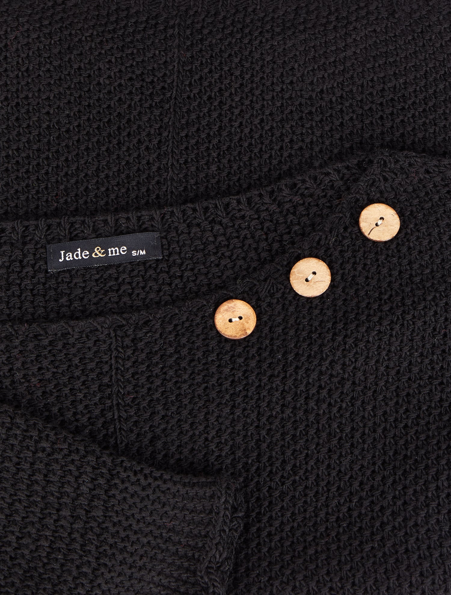 Pull en maille point de riz à col bateau boutonné - Noir - 3