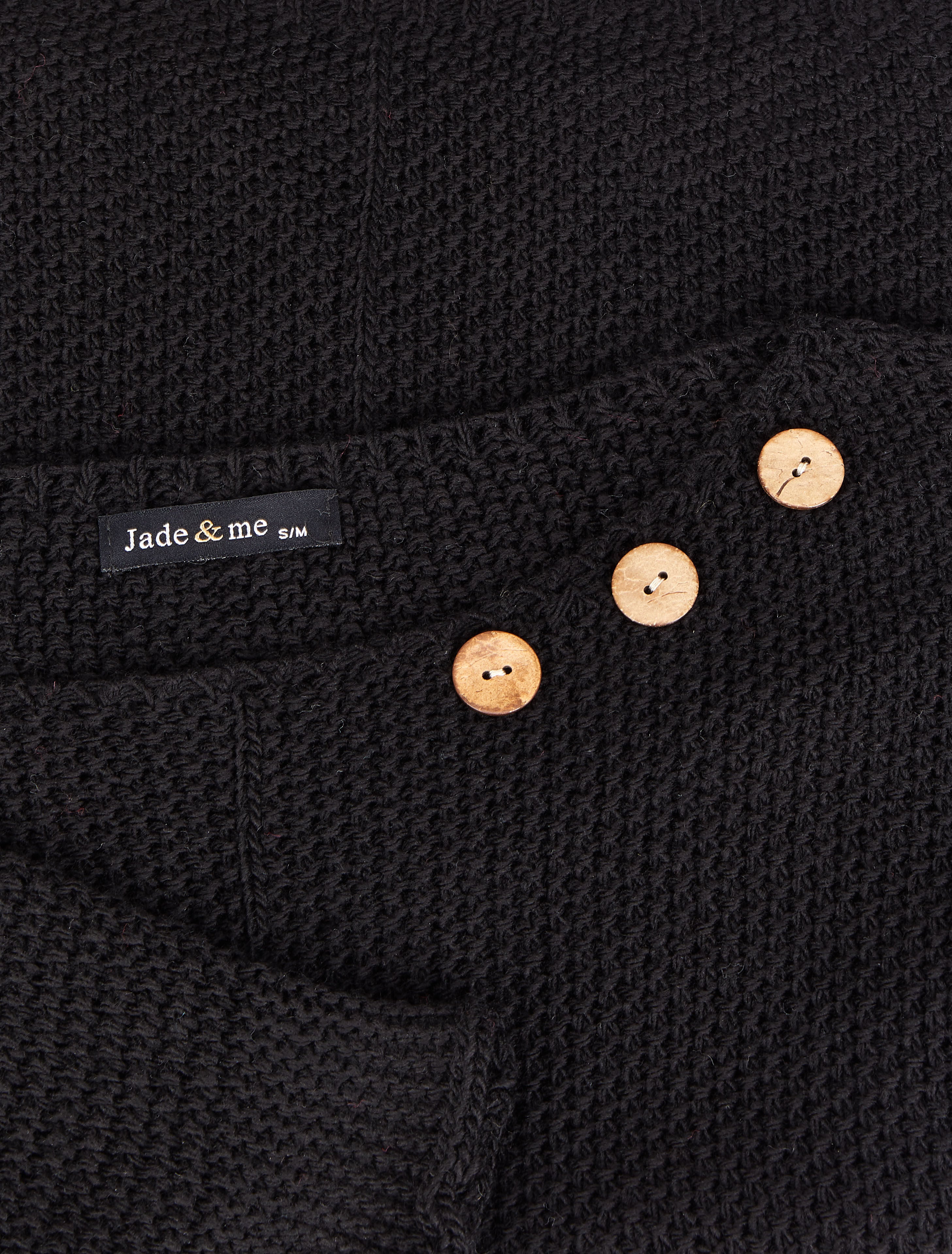 Pull en maille point de riz à col bateau boutonné - Noir - 3