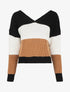 Pull rayé à col et dos en V - Camel - 1