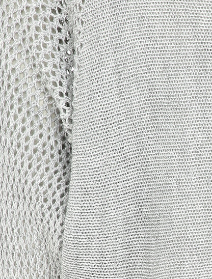 Pull à col bateau à manches en maille ajourée - Gris clair - 3