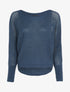 Pull à col bateau à manches en maille ajourée - Bleu - 1
