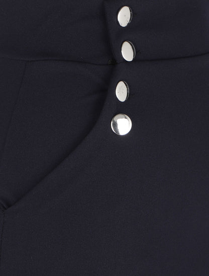 Jupe stretch à boutons stylisés - Bleu marine - 3