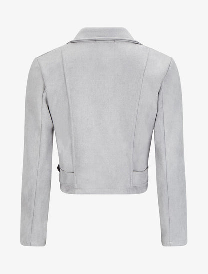 Perfecto en suédine à zips stylisés - Gris foncé - 2
