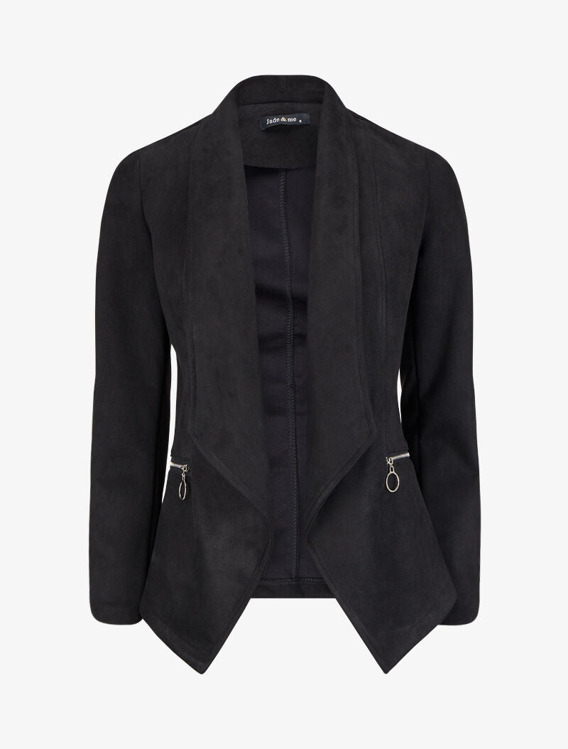 Veste en suédine à pans asymétriques - Noir - 4