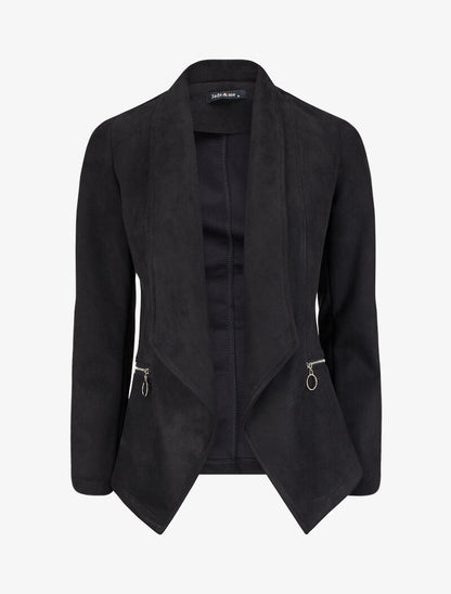 Veste en suédine à pans asymétriques - Noir - 4