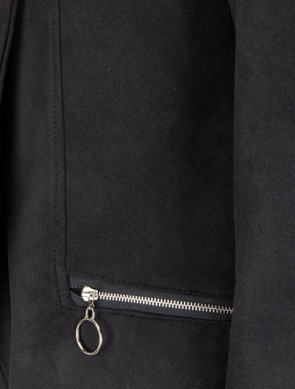 Veste en suédine à pans asymétriques - Noir - 3