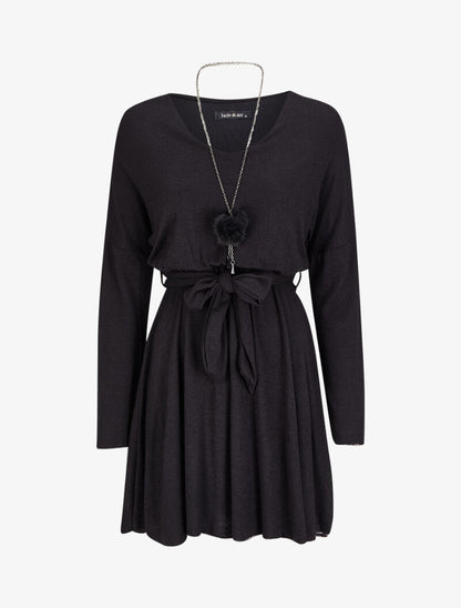 Robe pull coupe patineuse à manches dolman - Noir - 4