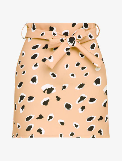 Mini-jupe à imprimé léopard stylisé - Beige - 3