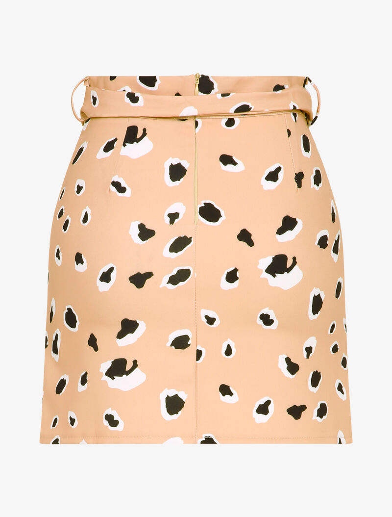 Mini-jupe à imprimé léopard stylisé - Beige - 2