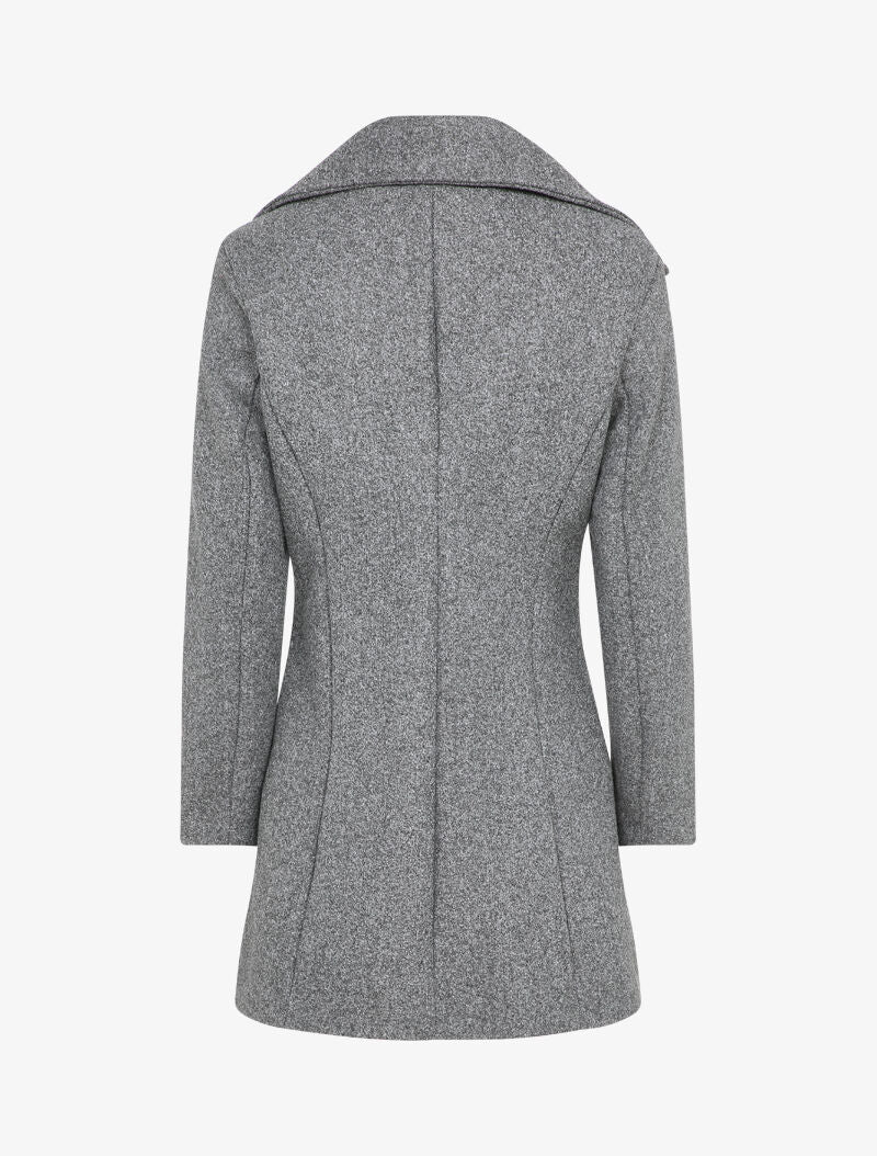 Manteau mi-long à pans croisés en laine mélangée - Gris foncé - 2