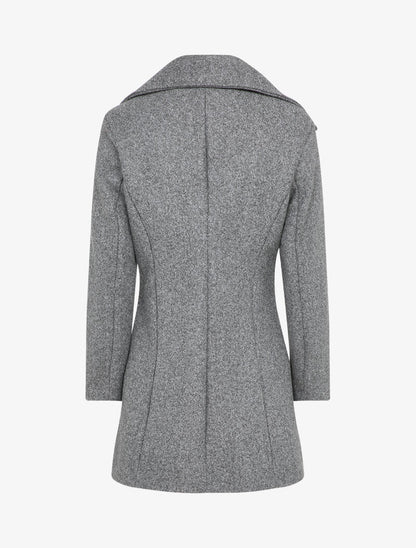 Manteau mi-long à pans croisés en laine mélangée - Gris foncé - 2