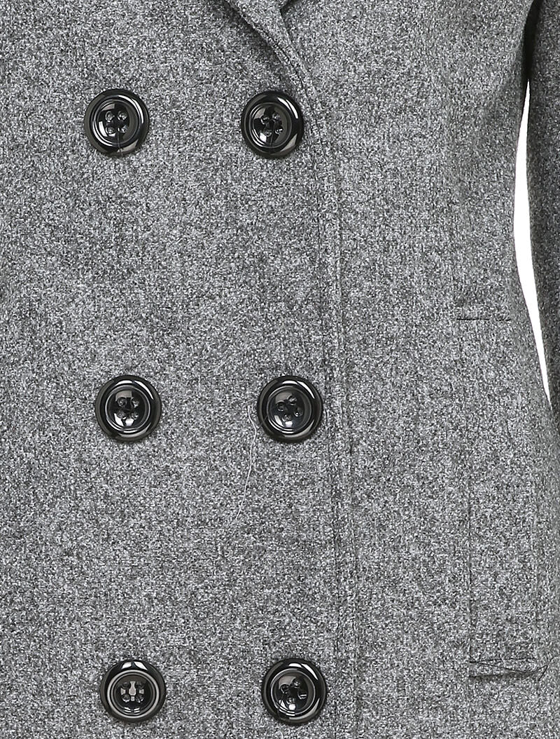 Manteau mi-long à pans croisés en laine mélangée - Gris foncé - 3