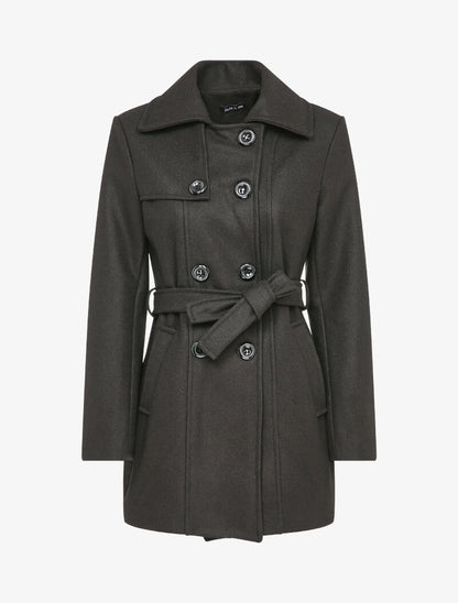 Manteau croisé et ceinturé - Noir - 1