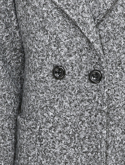 Manteau croisé effet laine bouclée - Gris foncé - 3