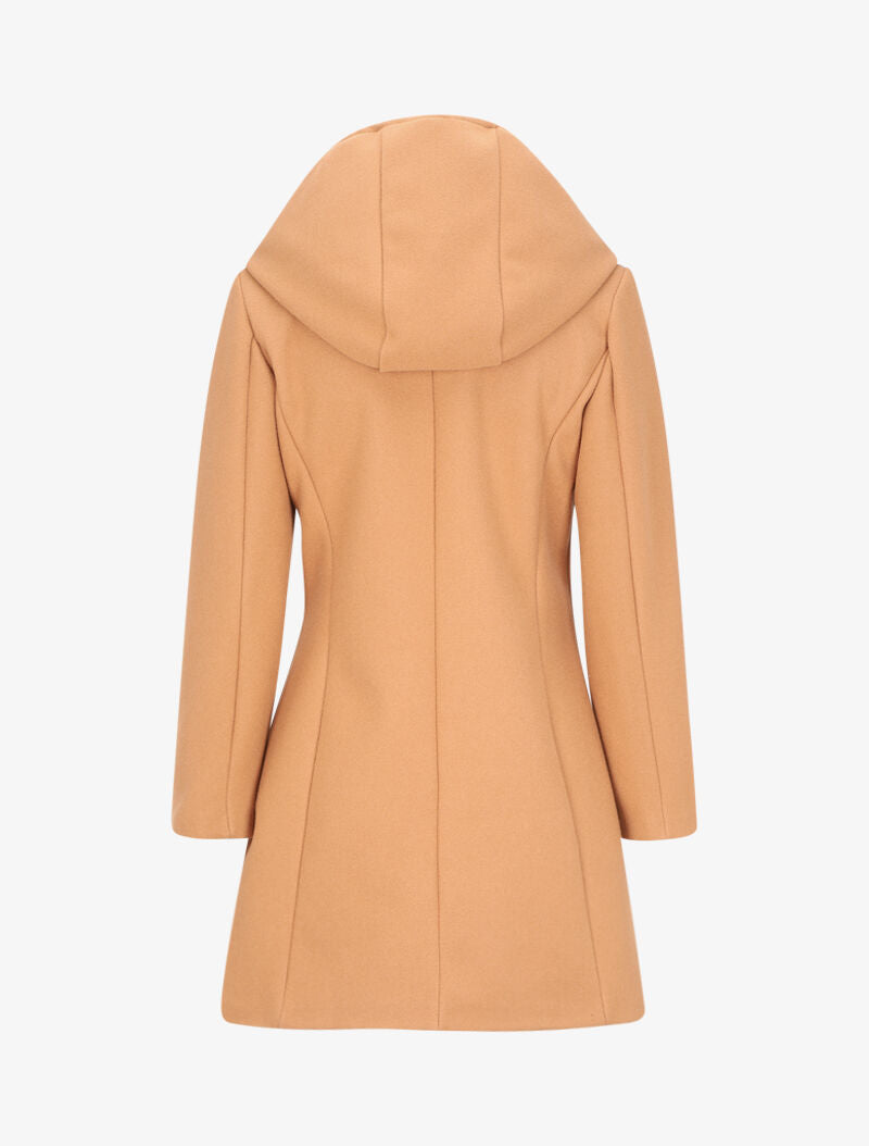 Manteau à capuche et à zip asymétrique - Camel - 2