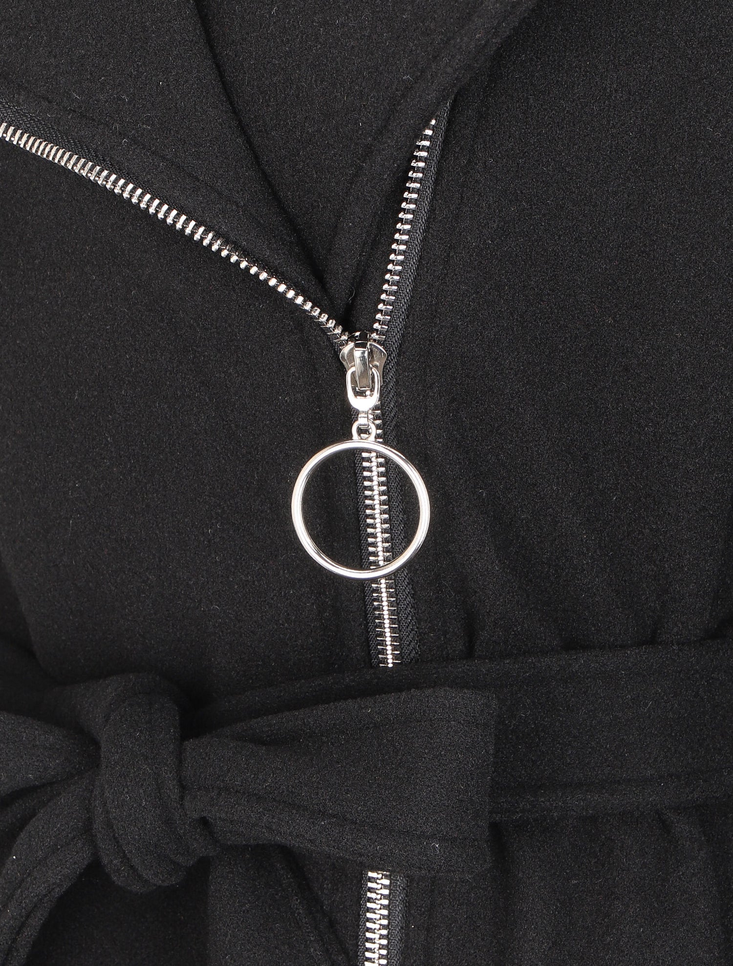 Manteau mi-long à zip asymétrique - Noir - 3
