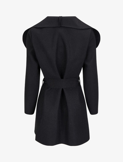 Manteau mi-long à col châle - Noir - 2