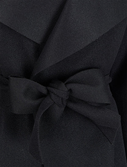 Manteau mi-long à col châle - Noir - 3