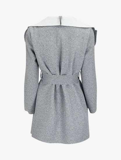 Manteau mi-long à col châle - Gris chiné - 2