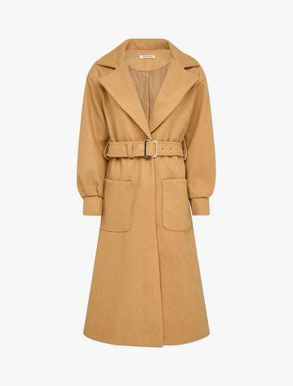 Manteau long à manches ballon - Beige foncé - 1