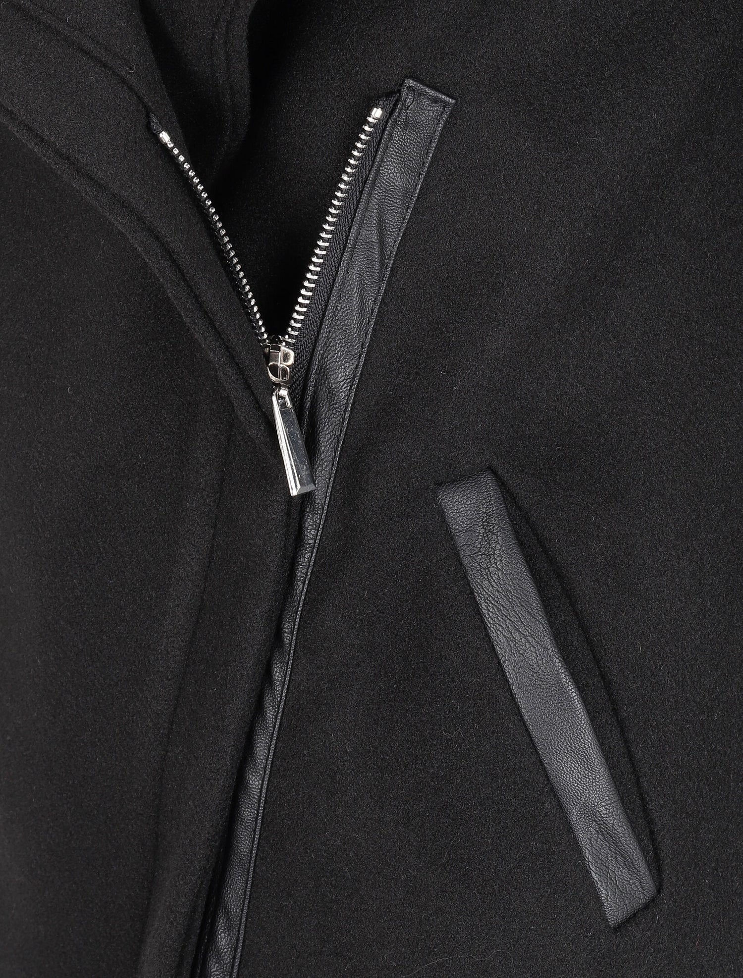 Manteau asymétrique à empiècements en simili - Noir - 3