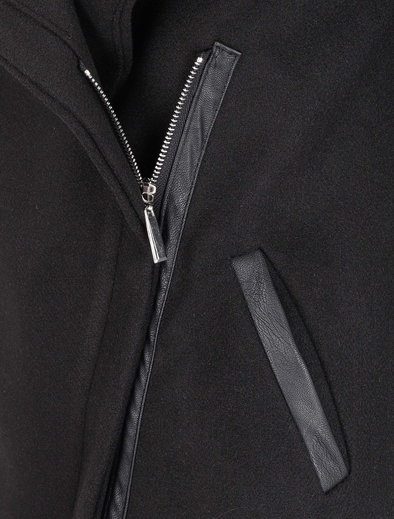 Manteau asymétrique à empiècements en simili - Noir - 3