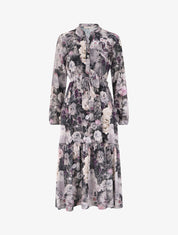 Robe patineuse à imprimé pivoines - Gris - 1