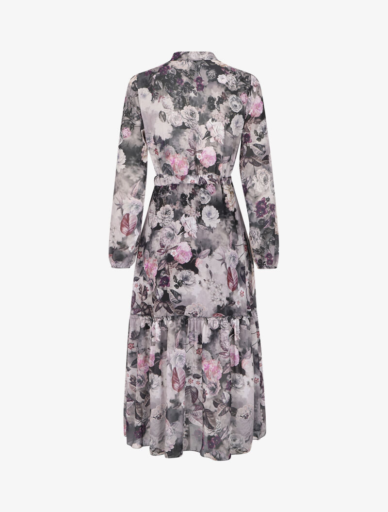 Robe patineuse à imprimé pivoines - Gris - 2