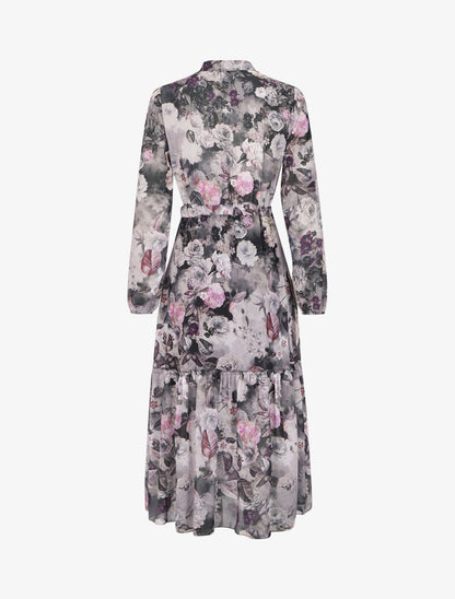 Robe patineuse à imprimé pivoines - Gris - 2
