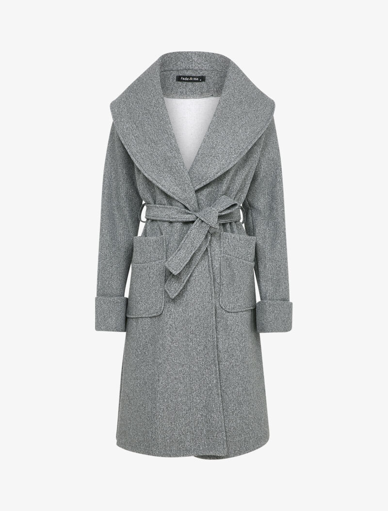 Manteau long oversize à col châle - Gris - 4