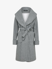 Manteau long oversize à col châle - Gris - 4