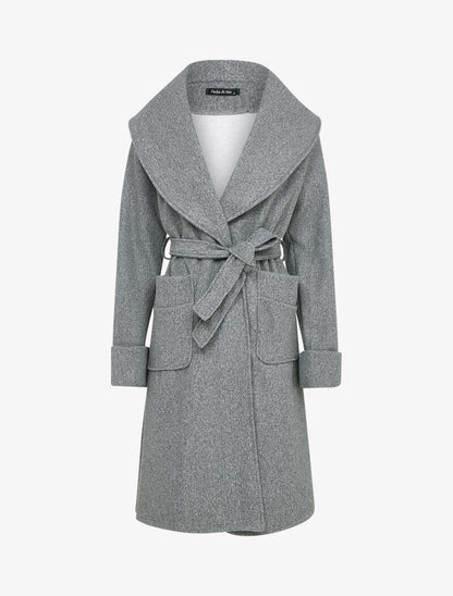 Manteau long oversize à col châle - Gris - 4