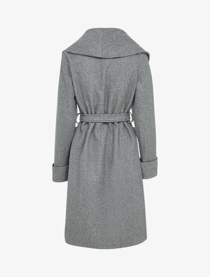 Manteau long oversize à col châle - Gris - 2