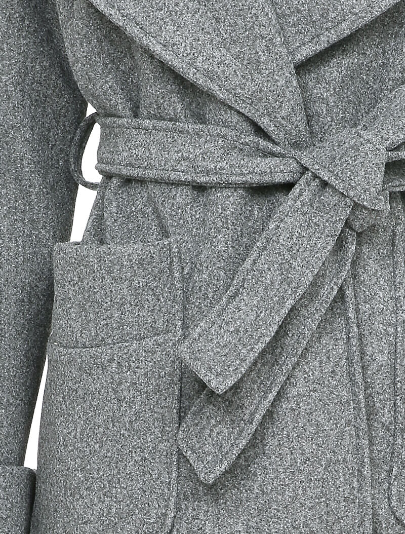 Manteau long oversize à col châle - Gris - 3
