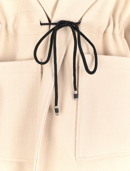 Manteau mi-long à liens de serrage - Beige - 3