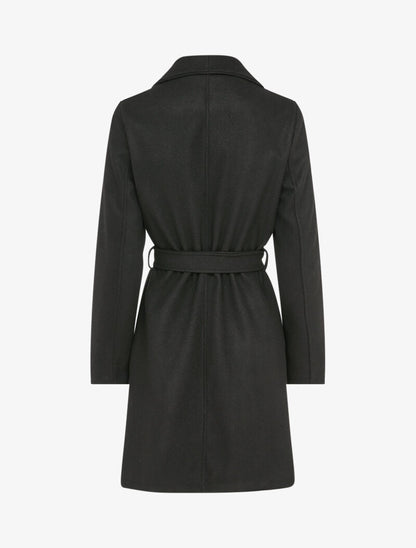 Manteau long droit avec ceinture - Noir - 2